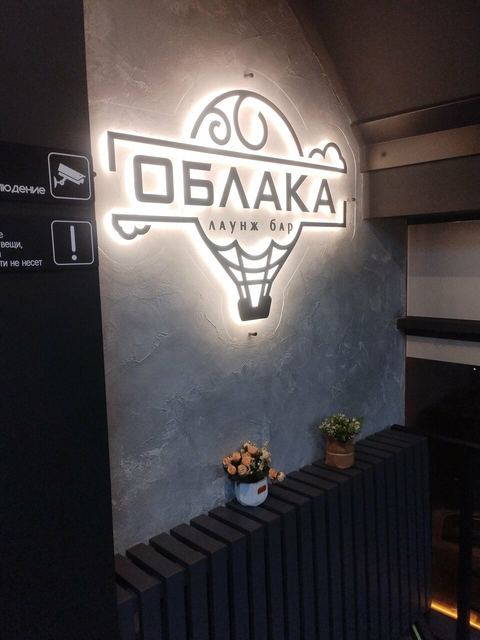 Световой логотип у входа